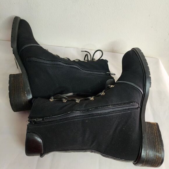 Stuart Weitzman Woman's Lace Up Combat Boots Black Size 9.5B Shoes Side Zip up - Picture 7 of 14